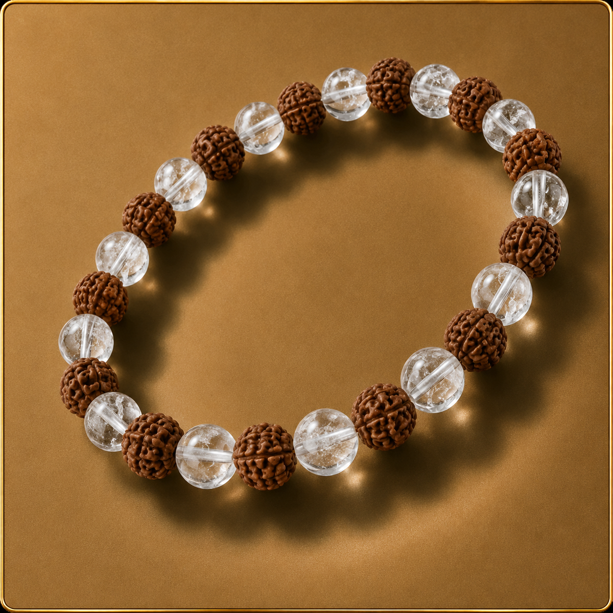 Clear Quartz & Rudraksha Spiritual Balance Bracelet