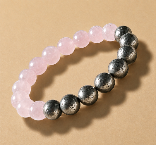 Pyrite & Rose Quartz Abundance Bracelet
